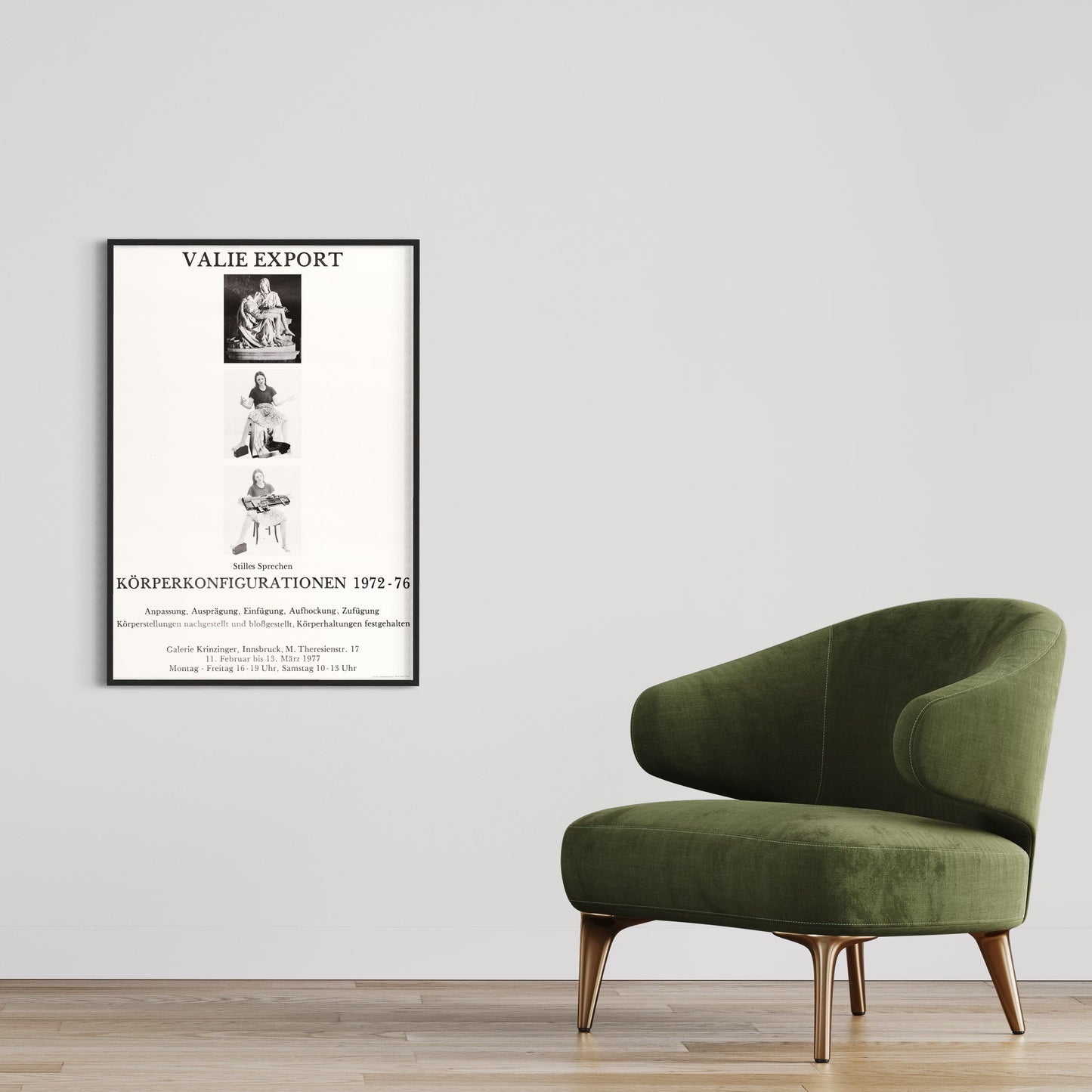 Valie Export, Stilles sprechen. Körperkonfigurationen. Poster von 1976.