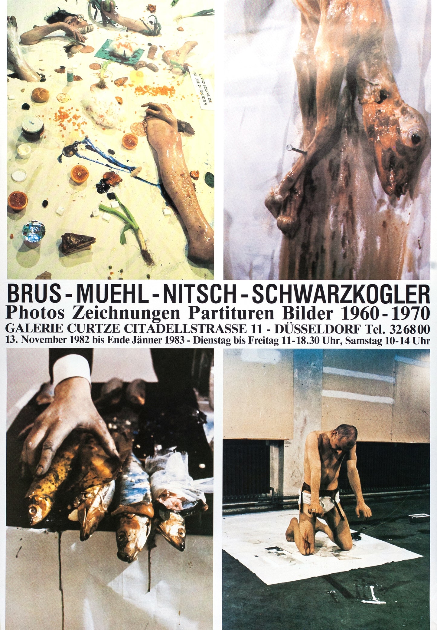 Diverse: Photos, Zeichnungen, Partituren, Bilder 1960-1970 (Brus / Muehl / Nietsch / Schwarzkogler), Poster 1982